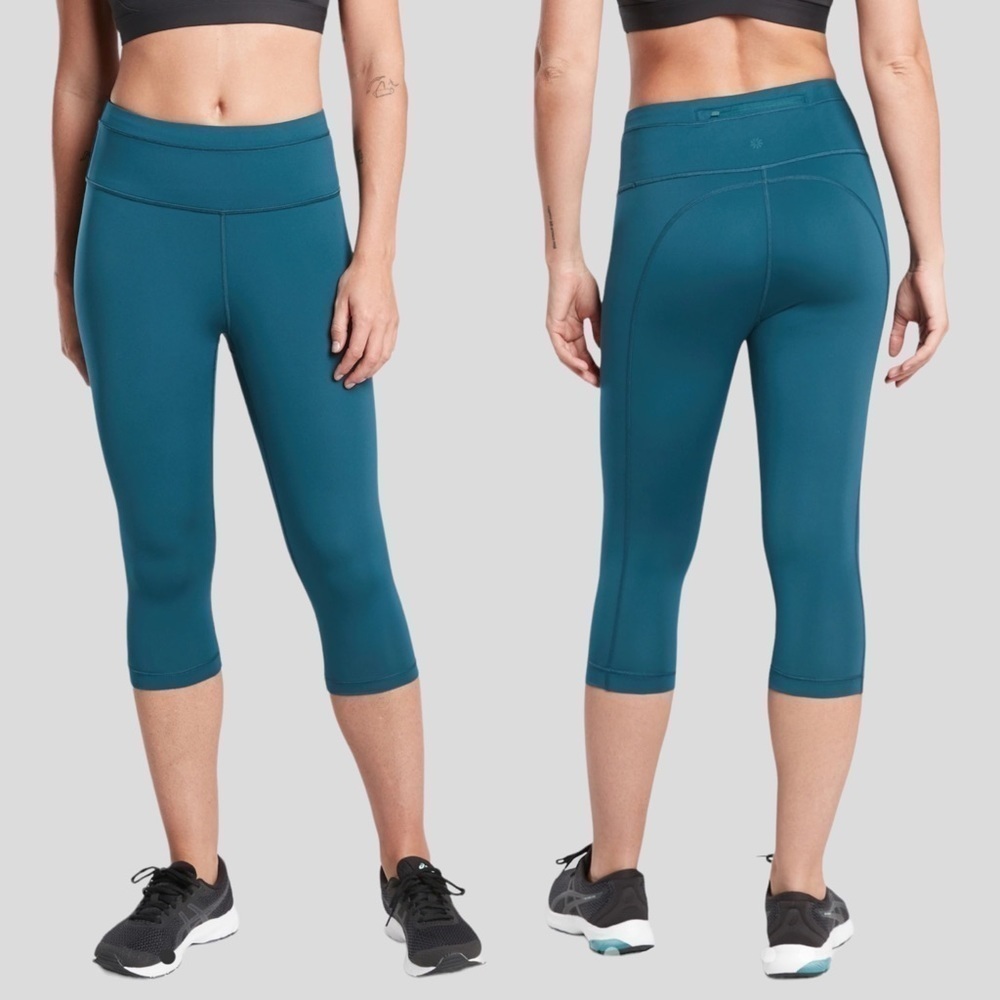 Athleta Accelerate Crop Leggings Teal 1x Nwt Swiftlite High Rise Running Workout